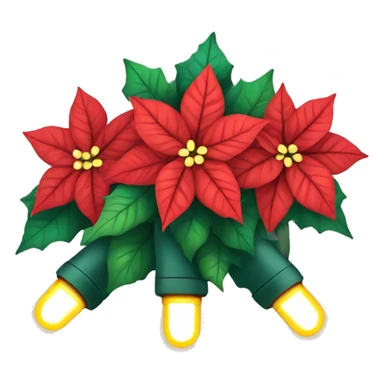 Christmas lights with poinsettias  sticker