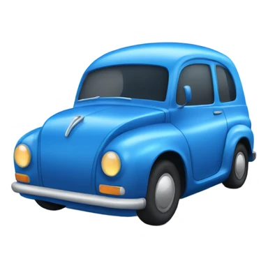 A sleek, blue vehicle with curved lines and a rounded body sticker