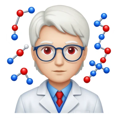 a scientist in a white coat in the colors of the American flag sticker