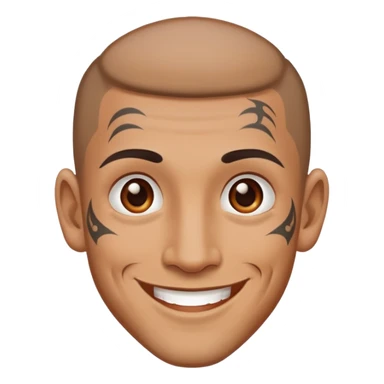 man with small face tattoos, smiling sticker