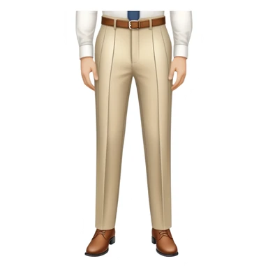 beige dress pants with distinct white vertical pinstripes, formal trousers with cuffed hem, clear vertical lines, isolated garment only on white background, no model sticker