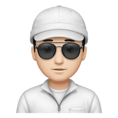 검은 안경을 쓰고 하얀 캡모자를 쓰고 흰 옷을 입은남자 sticker