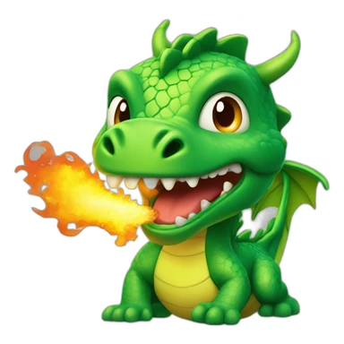 little green dragon with fire from mouth sticker