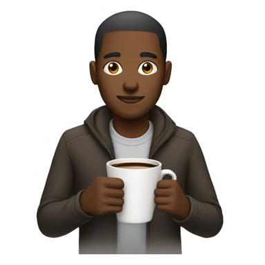 Black man with short hair holding a cup of coffee sticker