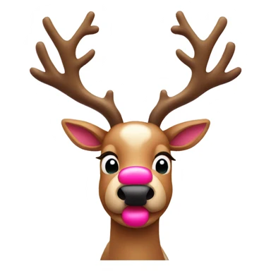 Reindeer with pink nose and bows on antlers  sticker