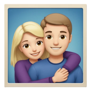 Couple hugs polaroid photo sticker