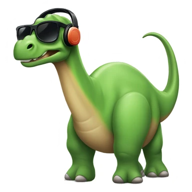 Brontosaurus with headphones and sunglasses sticker
