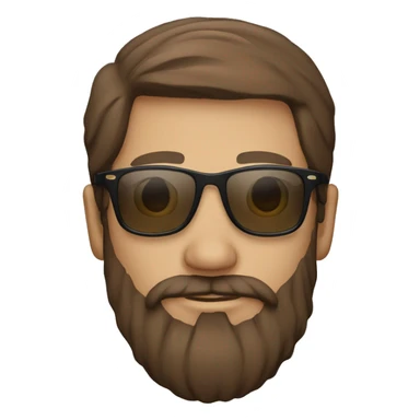 brown haired man with beard and rayban sticker