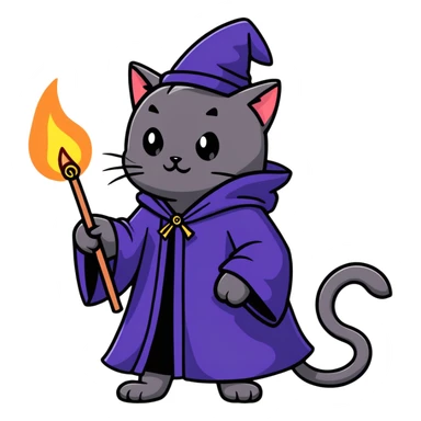 Black cat in sorcerer’s apprentice robe sticker