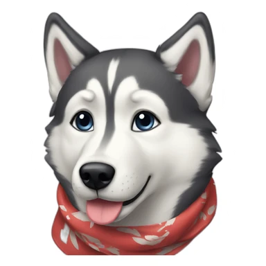 a husky with a foulard sticker