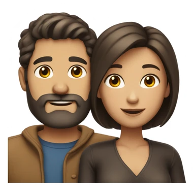 Dark haired white man with beard hugging beautiful woman with medium tan skin and short dark brown hair  sticker