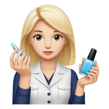 female nail master with buff and gel polish in hand  sticker