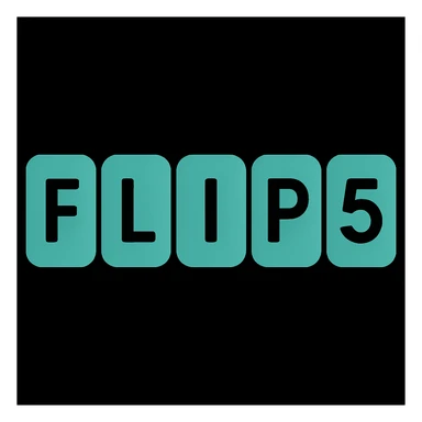 Make all the boxes the same color, keeping the minimal, modern, and clean look for the 'flip5' logo. Each letter remains in its own rounded box, but all boxes share a single color. sticker