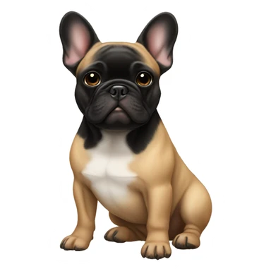 Tan French bulldog with black face sticker
