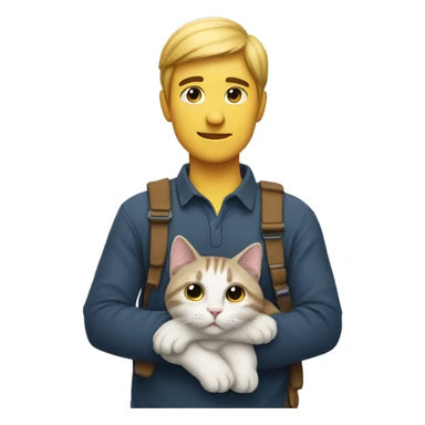 person with a cat on their shoulder sticker