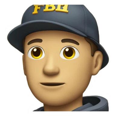 man with yellow "FBI" letters on his cap sticker