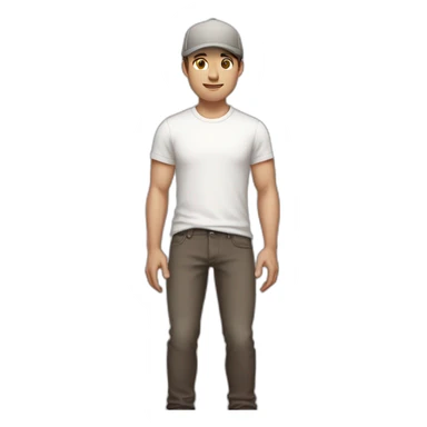 Pale skinned fit Man with dark brown hair in a light gray cap, dark brown jeans, brown polo and white T-shirt keeping a pasted with tape white box into his hands sticker