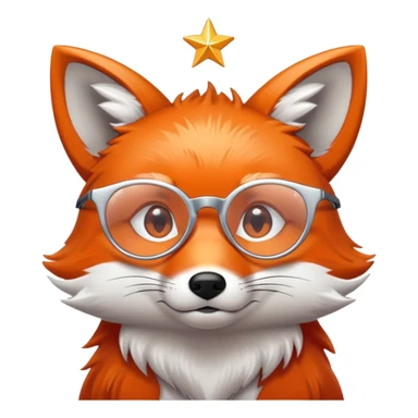 A sad fox with shimmering fur, a glowing tail, a silver star on its forehead, and round glasses, with a single tear rolling down its cheek. 🦊😢 sticker