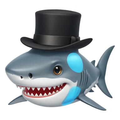 shark with a black top hat, smiling sticker
