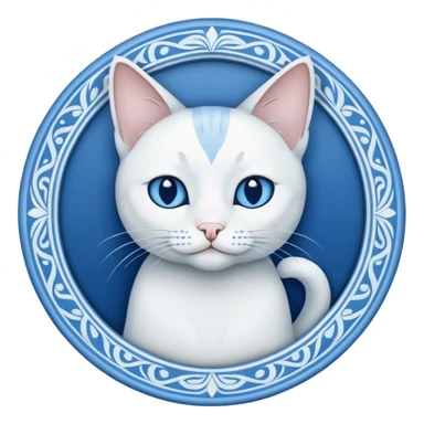 White and blue Cat art aesthetic nouveau sticker