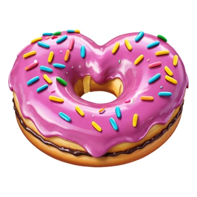 Realistic isolated heart shaped donut with mauve frosting. sticker