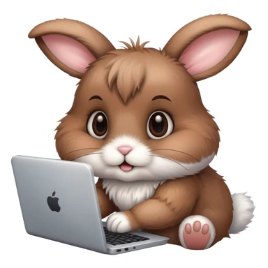Little bunny working on computer sticker