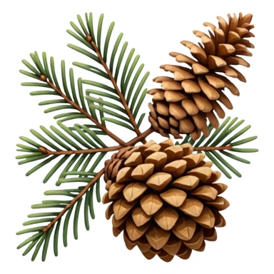 pine needle and cone emoji, brown sticker