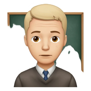 a man teacher, head is slanted, with an aching logo beside the neck sticker