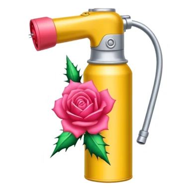 metal pepper spray can with blooming thorny rose sticker
