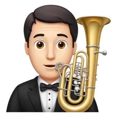 große Tuba, von gltzköpfigen graubärtigem Mann gespielt sticker