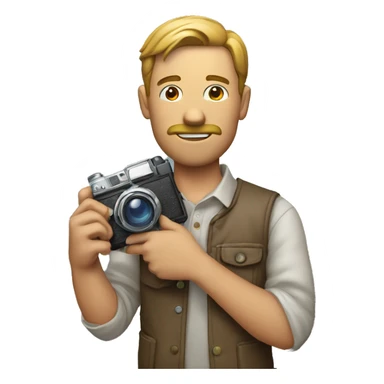 create emoji of a guy holding a camera in one hand and a eraser in another sticker