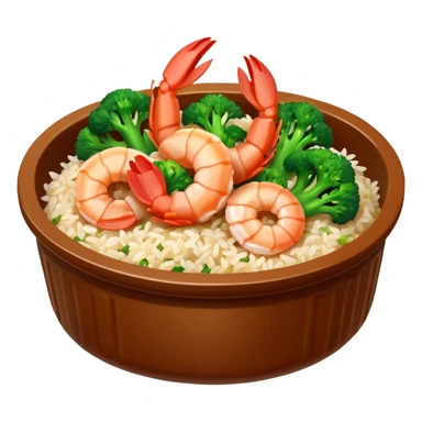 Chinese dish shrimp with broccoli and rice in Chinese container  sticker