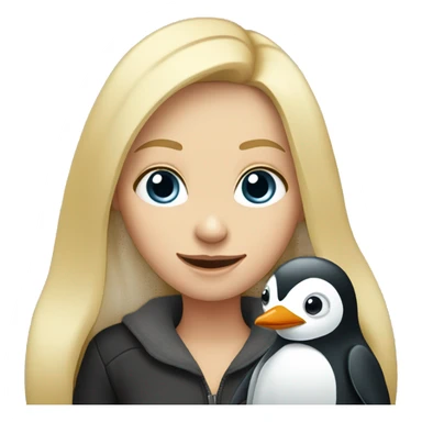 Blonde girl holding penguin  sticker