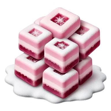 Cinematic Realistic Turkish Delight Dessert Emoji, featuring delicate, chewy confections dusted with powdered sugar rendered with vibrant textures and soft, inviting lighting. sticker