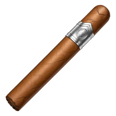 A luxury cigar emoji made of silver chrome, smooth metallic texture, minimal shape, glossy reflections, rich swag aesthetic, iOS emoji style, centered, clean white background sticker