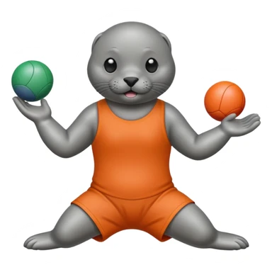 A seal performing gymnastics and juggling sticker