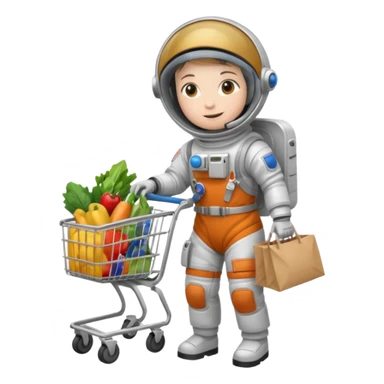astronauta con carrito de supermercado sticker
