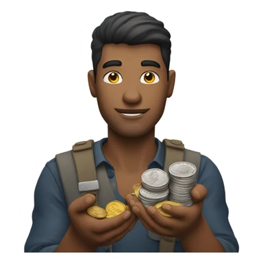 A men hold coins sticker