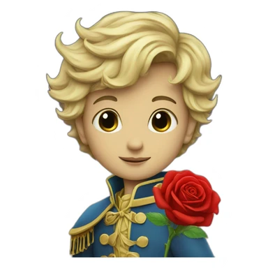 Little prince with red rose on the moon sticker
