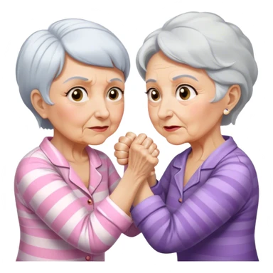Two old ladies in pajamas arm wrestling sticker
