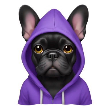 Black french bulldog with Purple hoodie  sticker
