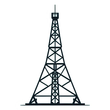 Oil derrick tower, minimalist design with soft gradients in sky blue, teal green, white, and light gray sticker