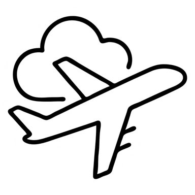 delicate line art of an airplane with a cloud, clean and simple, minimal outline sticker