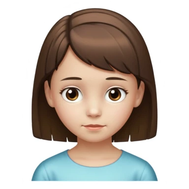 Head without neck of a 10-year-old girl with pearly skin, short brown hair partially pulled back, and a slight fringe on her forehead. sticker