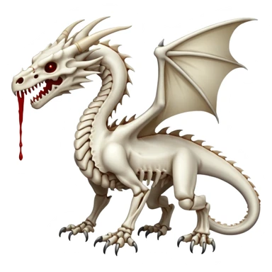  White skeletal skeleton bone dragon with some blood sticker