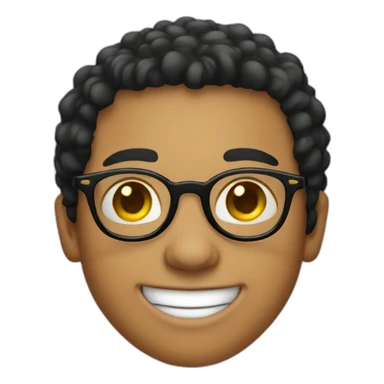 A light skin boy wearing small-size black-rimmed round glasses smiling sticker