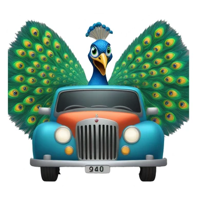 angry peacock driving car sticker