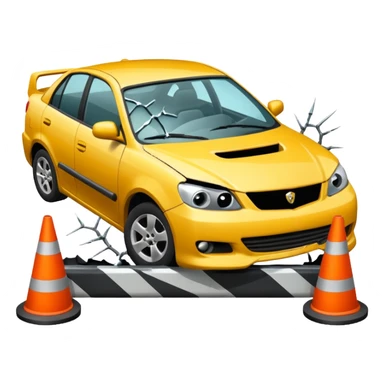 car crashed to a trafic barrier sticker