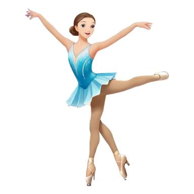 An colorful icon featuring a graceful figure skater performing a spin on the ice. The background includes a grand ice rink palace with shining spotlights and cheering spectators in the stands. Transparent background highlights the elegance and artistry of figure skating sticker