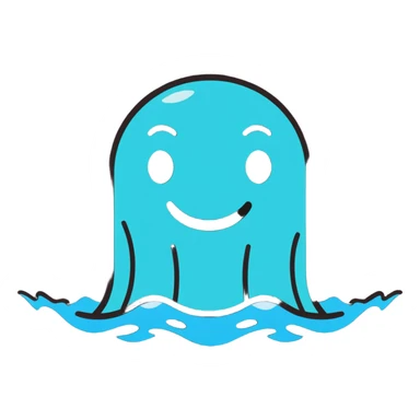 scared smiley face being drowned with so much water sticker